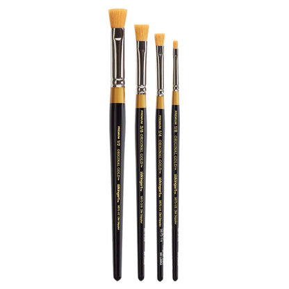 KINGART® Original Gold® 9875 Wavy Specialty Stippler Series, Premium Golden Taklon Multimedia Artist Brushes Out of the Wood