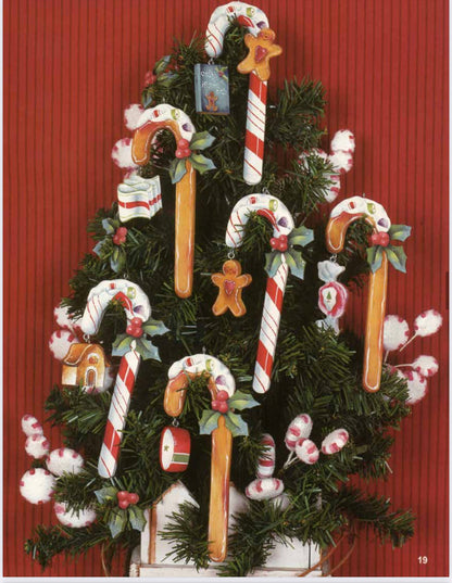 6 Gingerbread candy  canes ornament by Sandra Malone Out of the Wood