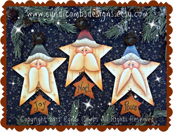 Kit 6 pz Santas stars painting  (sagome in legno) Out of the Wood
