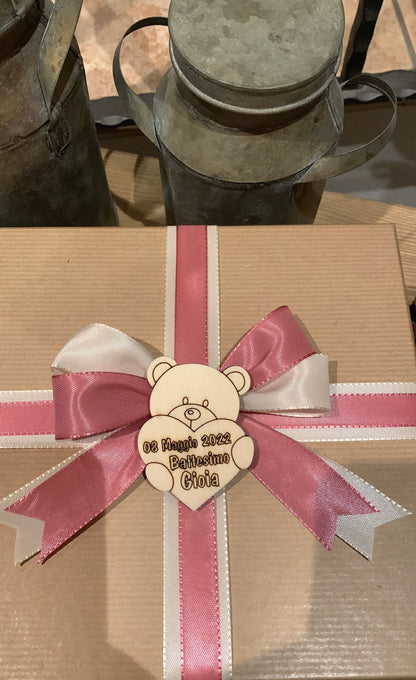 Targhetta orso con cuore personalizzabile - Out of the Wood