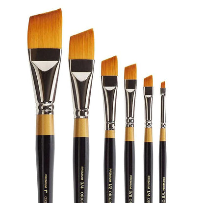 KINGART® Original Gold® 9400 Angle Shader Series, Premium Golden Taklon Multimedia Artist Brushes Out of the Wood