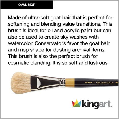 KINGART® Original Gold® 9270 Oval Mop Super Soft Natural Goat Hair Series Premium Multimedia Artist Brushes Out of the Wood