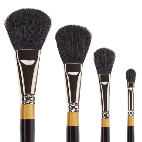 KINGART® Original Gold® 9275 Oval Mop Super Soft Dyed Black Natural Goat Hair Series Premium Multimedia Artist Brushes Out of the Wood
