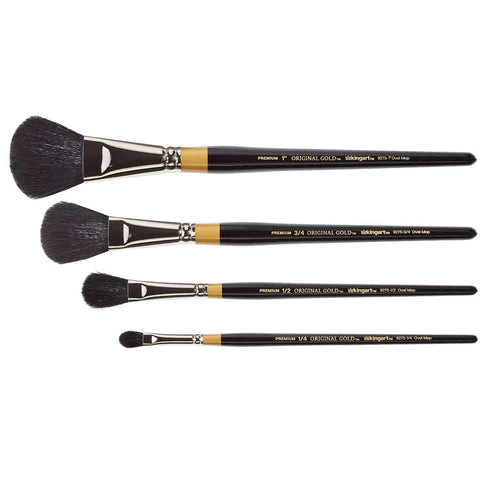 KINGART® Original Gold® 9275 Oval Mop Super Soft Dyed Black Natural Goat Hair Series Premium Multimedia Artist Brushes Out of the Wood